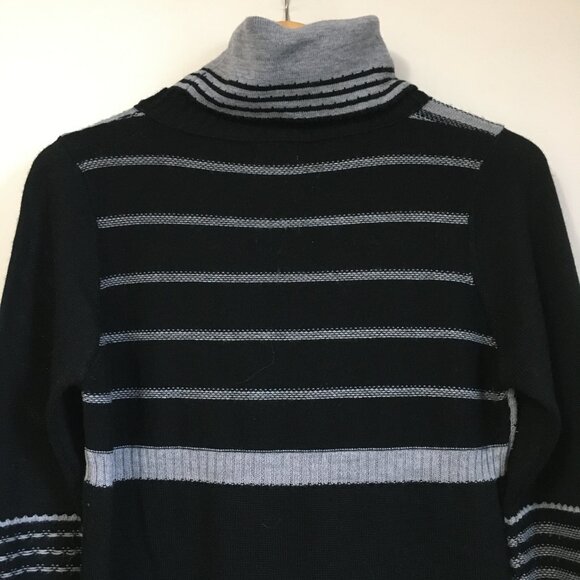 Vintage Striped Wool Blend Empress Waist Y2K Vibe Turtleneck Sweater - Picture 10 of 11
